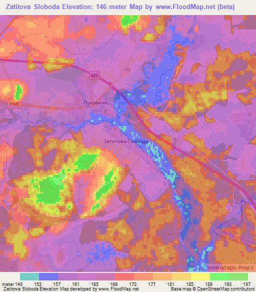 Zatitova Sloboda,Belarus Elevation Map