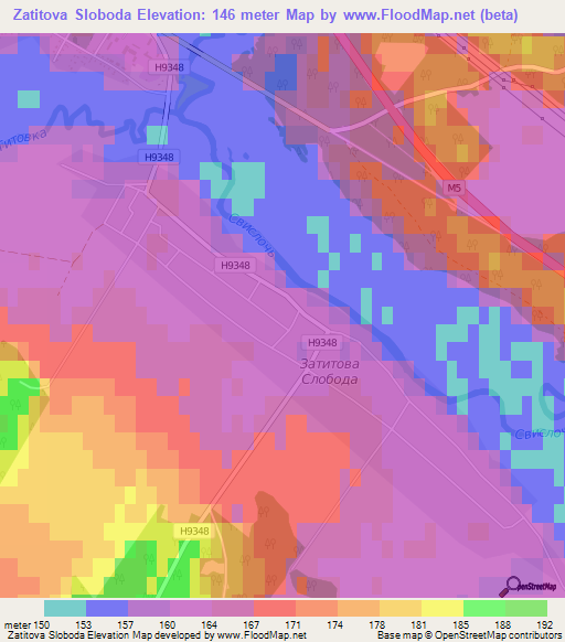 Zatitova Sloboda,Belarus Elevation Map