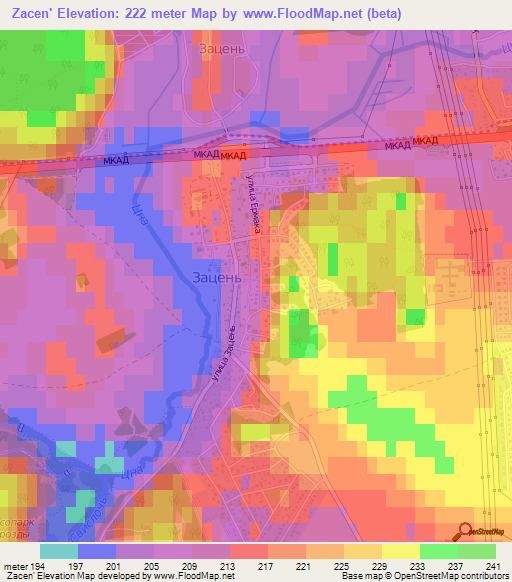 Zacen',Belarus Elevation Map