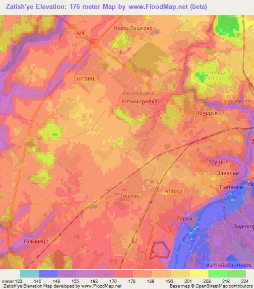 Zatish'ye,Belarus Elevation Map