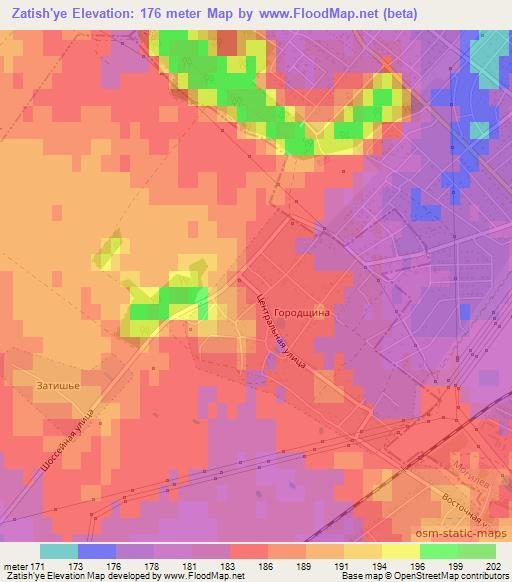 Zatish'ye,Belarus Elevation Map
