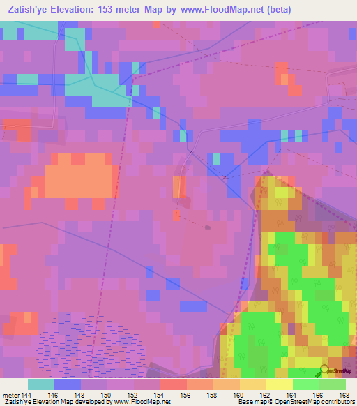 Zatish'ye,Belarus Elevation Map