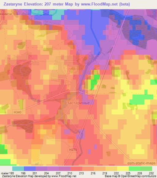 Zastaryne,Belarus Elevation Map