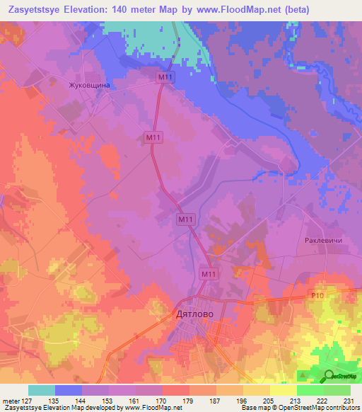 Zasyetstsye,Belarus Elevation Map