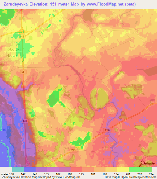 Zarudeyevka,Belarus Elevation Map