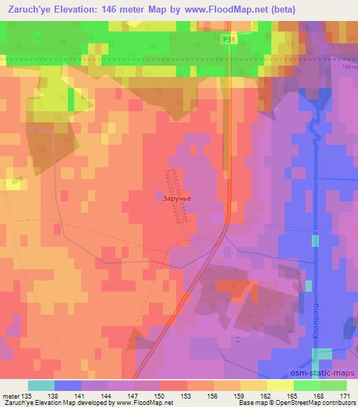 Zaruch'ye,Belarus Elevation Map