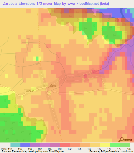 Zarubets,Belarus Elevation Map