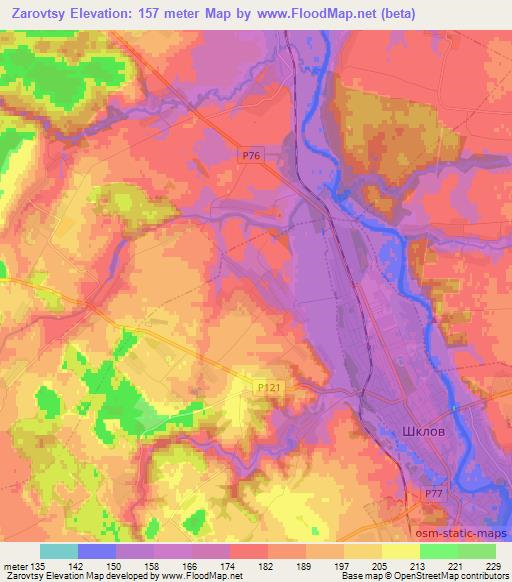 Zarovtsy,Belarus Elevation Map