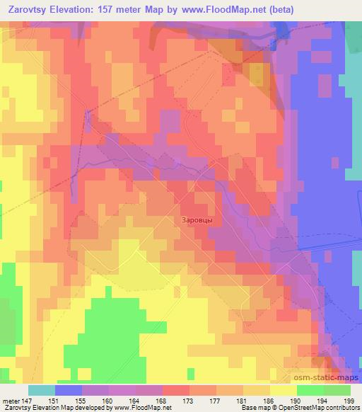 Zarovtsy,Belarus Elevation Map