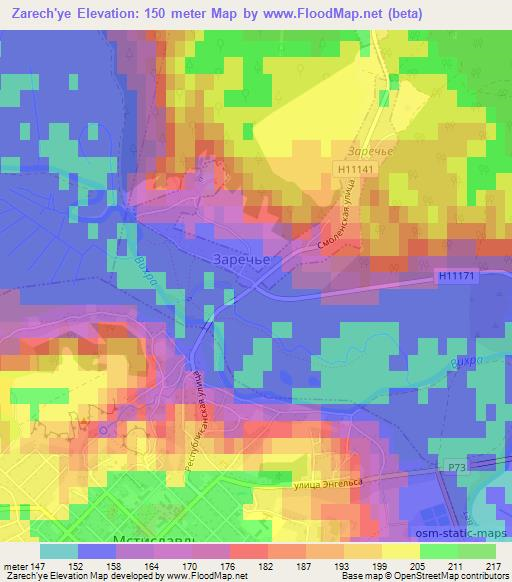 Zarech'ye,Belarus Elevation Map