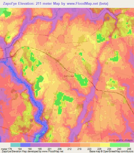 Zapol'ye,Belarus Elevation Map