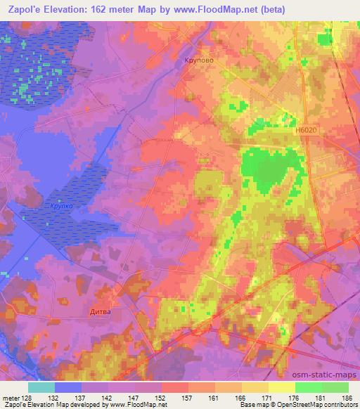 Zapol'e,Belarus Elevation Map
