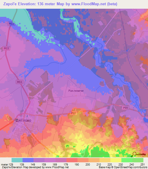 Zapol'e,Belarus Elevation Map