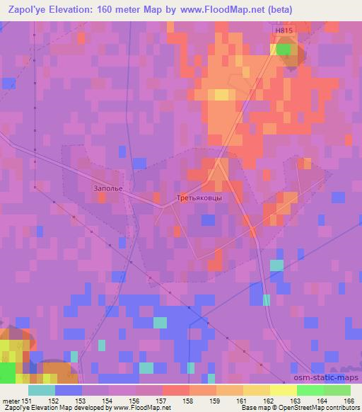 Zapol'ye,Belarus Elevation Map