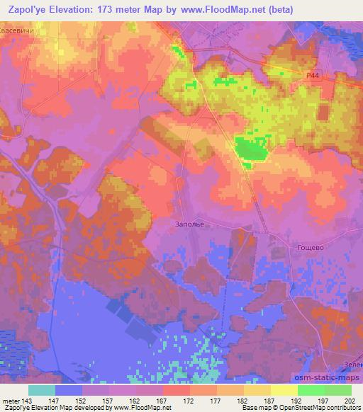 Zapol'ye,Belarus Elevation Map