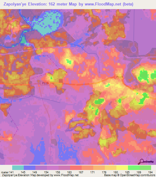 Zapolyan'ye,Belarus Elevation Map