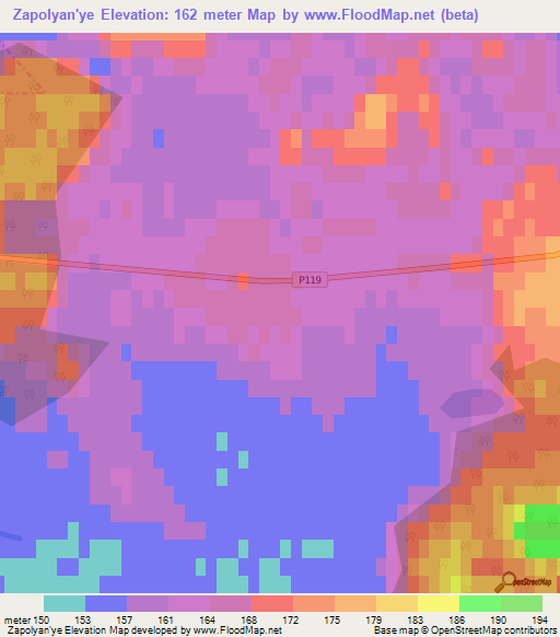 Zapolyan'ye,Belarus Elevation Map