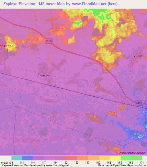 Zaplese,Belarus Elevation Map
