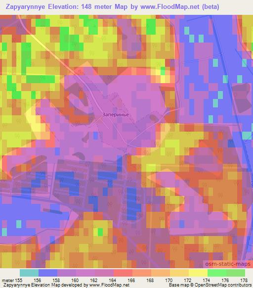 Zapyarynnye,Belarus Elevation Map