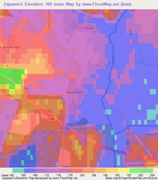 Zapasen'e,Belarus Elevation Map
