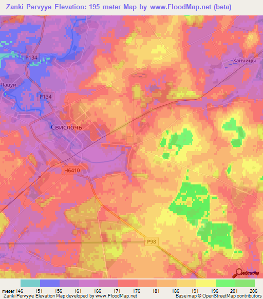 Zanki Pervyye,Belarus Elevation Map
