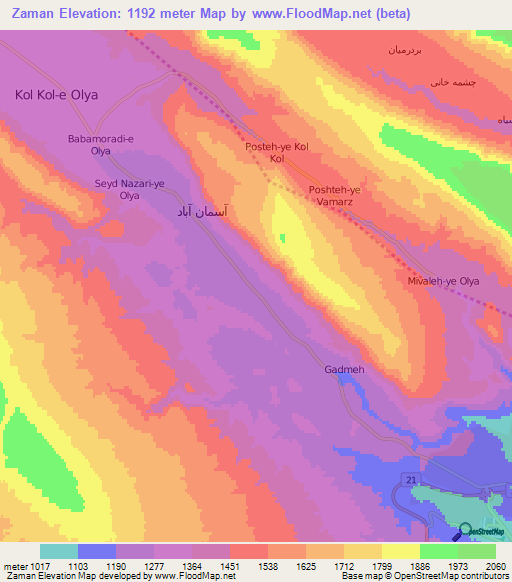 Zaman,Iran Elevation Map