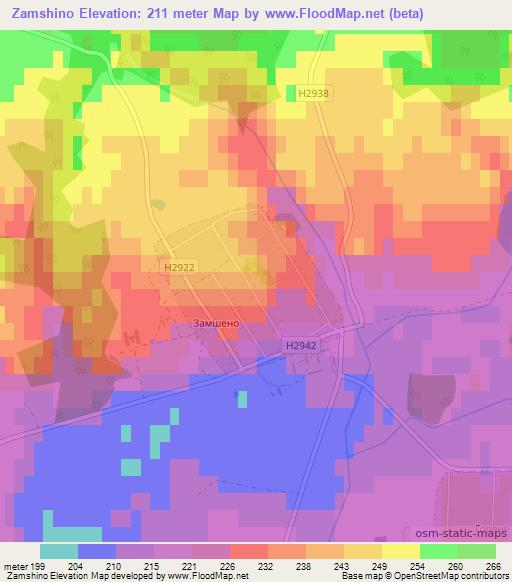 Zamshino,Belarus Elevation Map