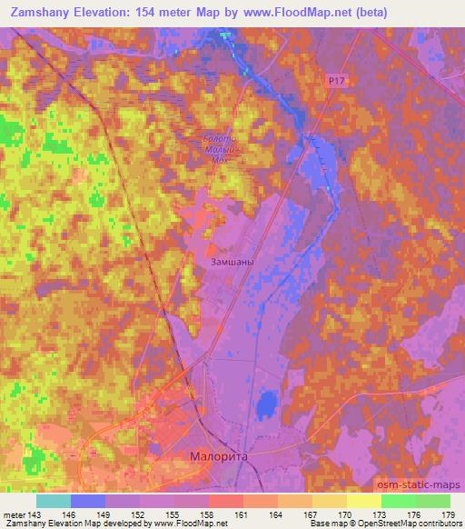 Zamshany,Belarus Elevation Map