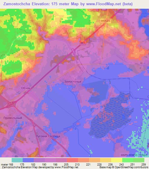 Zamostochcha,Belarus Elevation Map