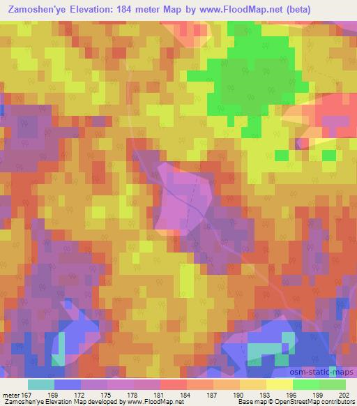 Zamoshen'ye,Belarus Elevation Map