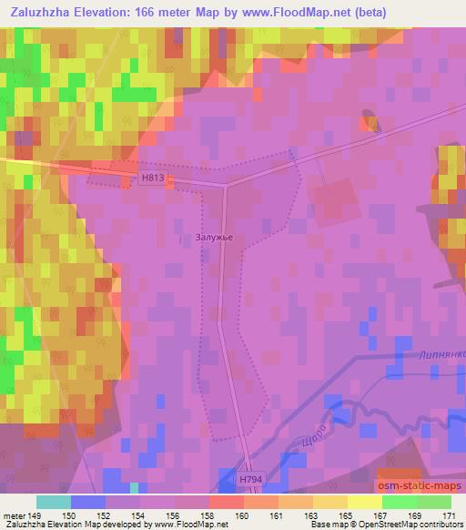 Zaluzhzha,Belarus Elevation Map