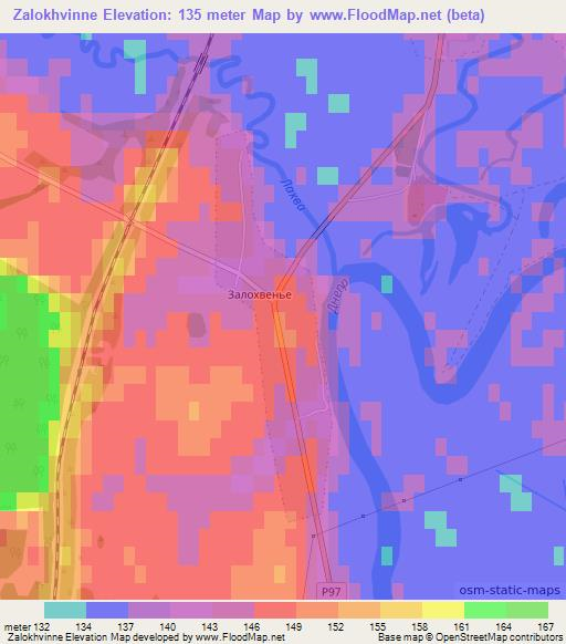 Zalokhvinne,Belarus Elevation Map
