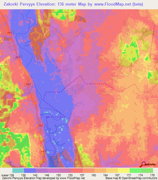 Zakorki Pervyye,Belarus Elevation Map