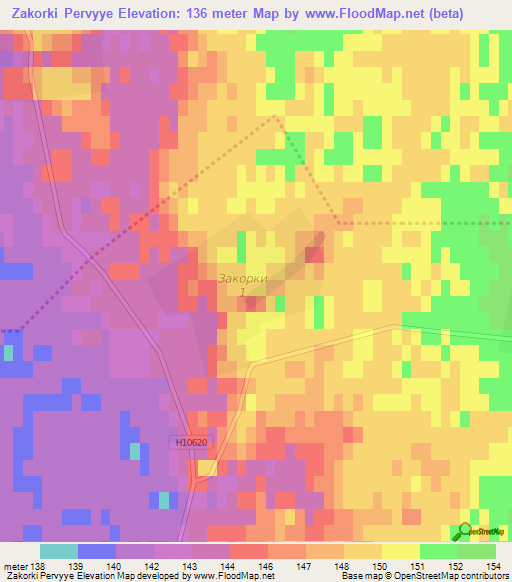 Zakorki Pervyye,Belarus Elevation Map