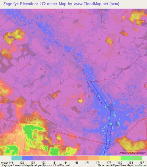 Zagor'ye,Belarus Elevation Map