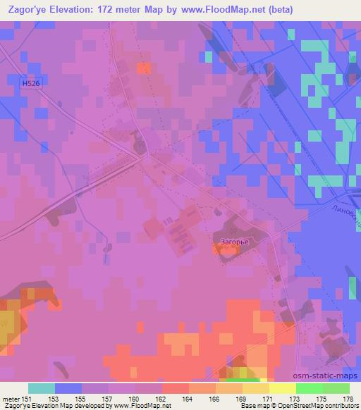Zagor'ye,Belarus Elevation Map