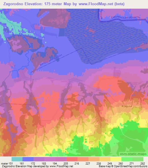Zagorodno,Belarus Elevation Map