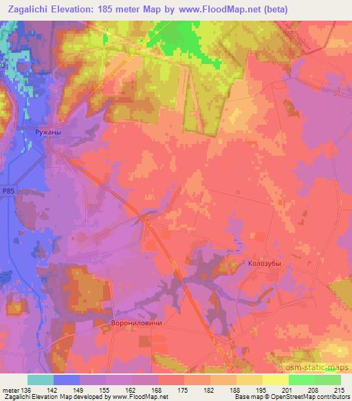 Zagalichi,Belarus Elevation Map