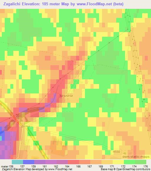Zagalichi,Belarus Elevation Map