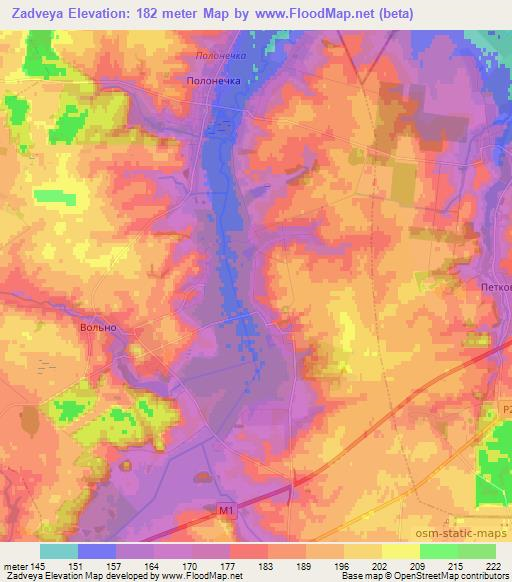 Zadveya,Belarus Elevation Map