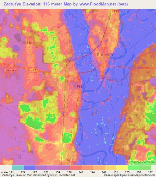 Zadrut'ye,Belarus Elevation Map