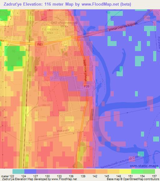 Zadrut'ye,Belarus Elevation Map