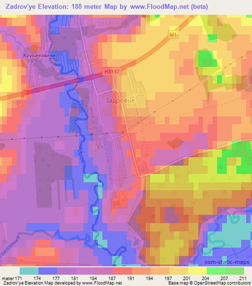 Zadrov'ye,Belarus Elevation Map