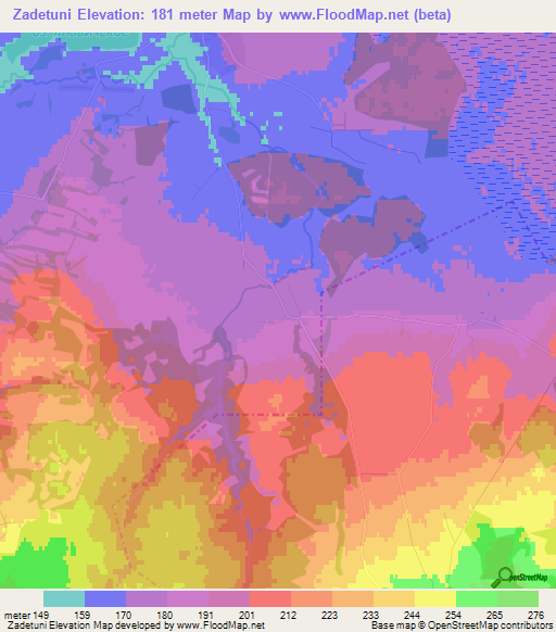 Zadetuni,Belarus Elevation Map
