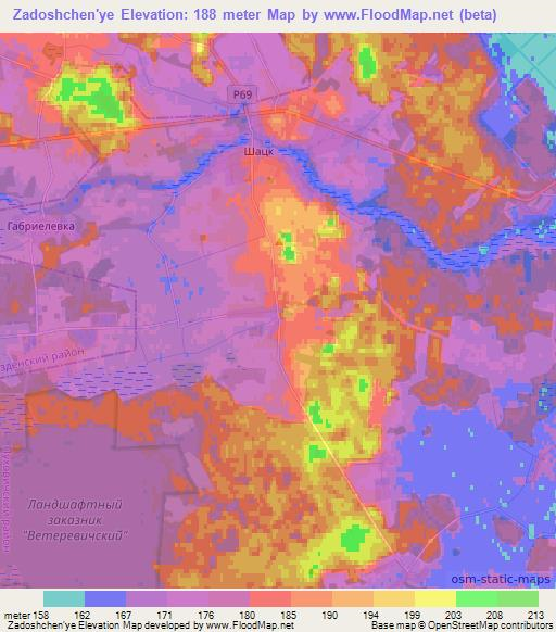 Zadoshchen'ye,Belarus Elevation Map