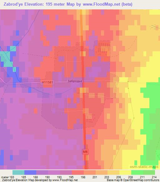 Zabrod'ye,Belarus Elevation Map