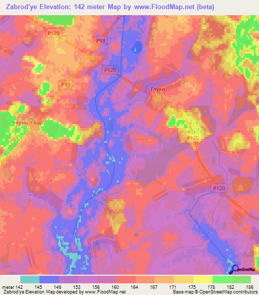 Zabrod'ye,Belarus Elevation Map