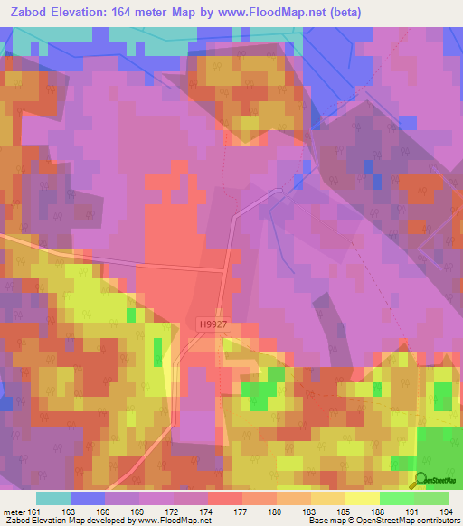 Zabod,Belarus Elevation Map