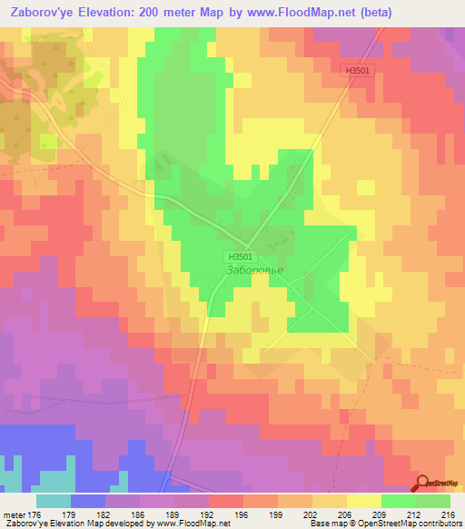 Zaborov'ye,Belarus Elevation Map