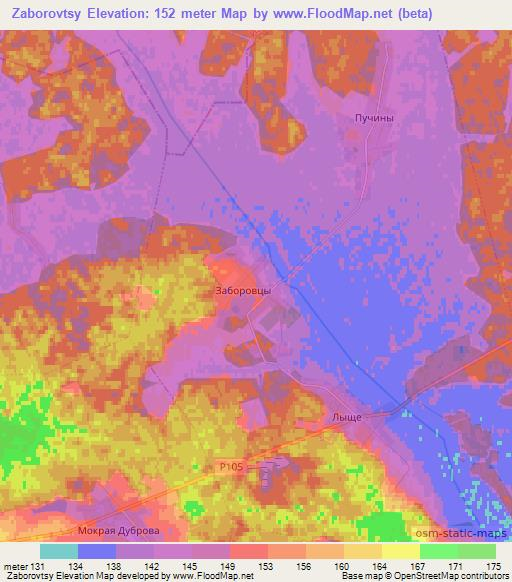 Zaborovtsy,Belarus Elevation Map